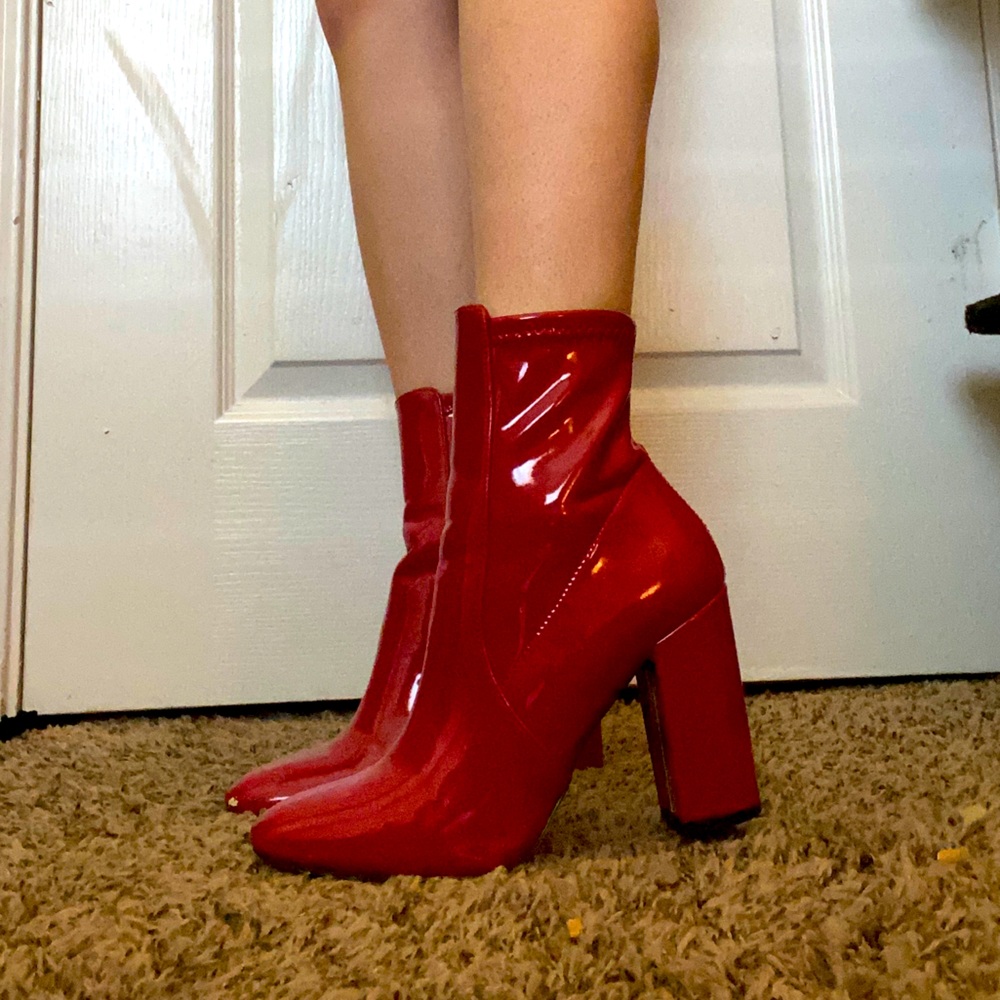 Aldo Red Pleather Booties